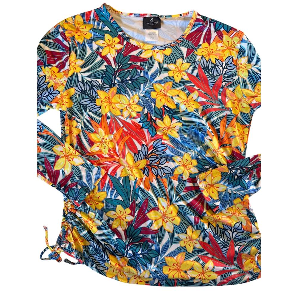CARIBBEAN JOE- rashguard UPF 50 floral top size LARGE